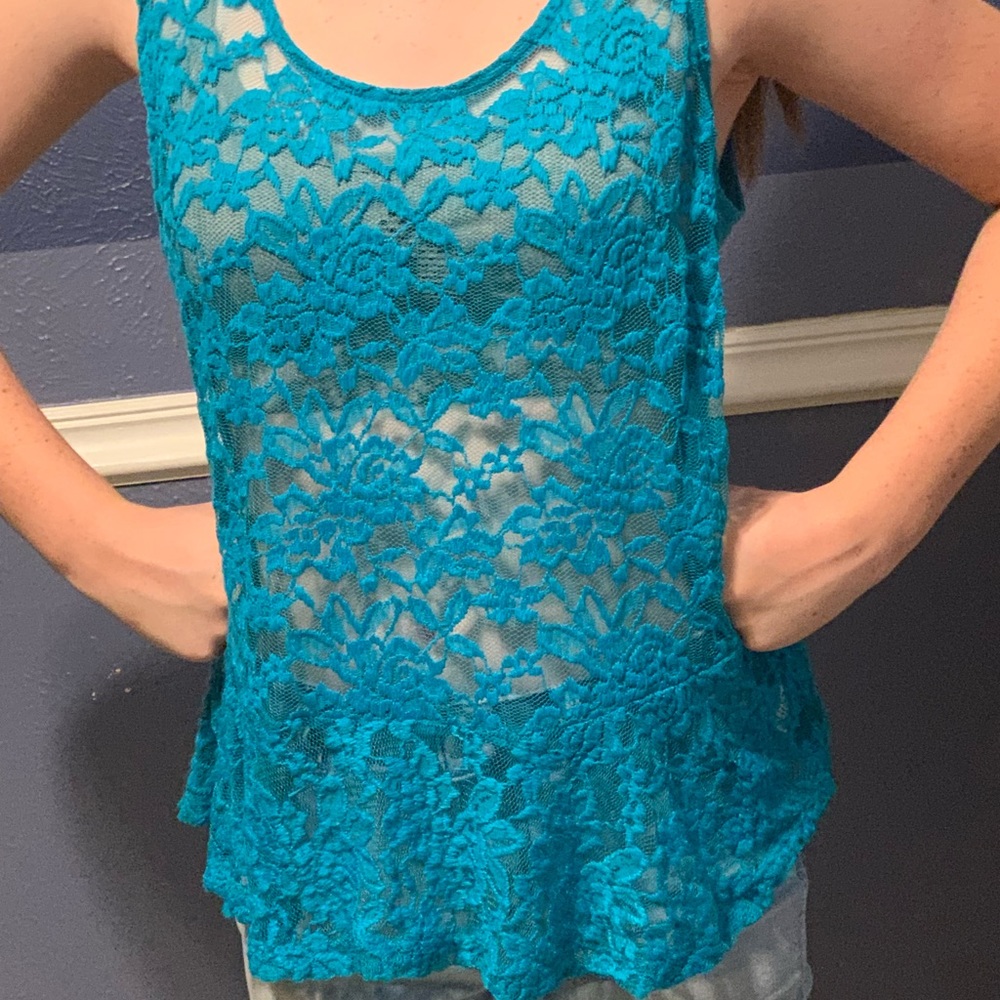 Teal Lace Blouse🔥👏